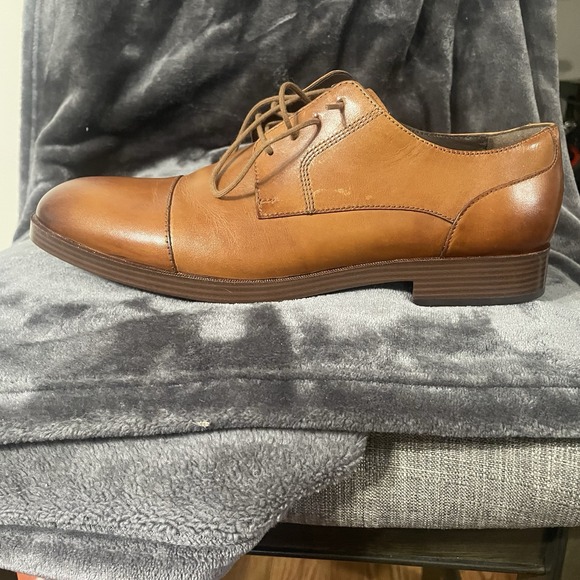 Pre Owned COLE HAAN Light Brown Leather Lace Up Dress Shoes Men's Size 11 M - Picture 1 of 14